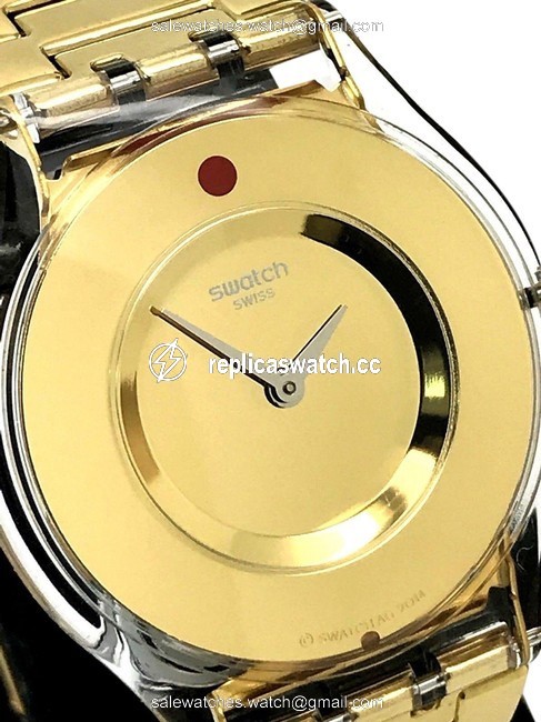 Swatch Yellow Gold Sfk399g Skin Punto Rosso Womens Swiss Quartz Analog Watch Swatch Yellow Gold Sfk399g Skin Punto Rosso Womens Swiss Quartz Analog Watch