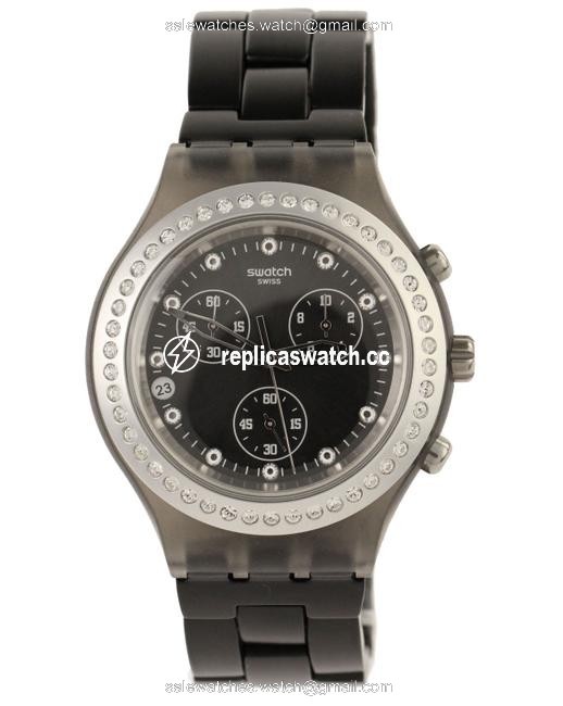 Swatch Black Svcm4009ag Aluminum Bracelet with Analog Dial Watch Swatch Black Svcm4009ag Aluminum Bracelet with Analog Dial Watch