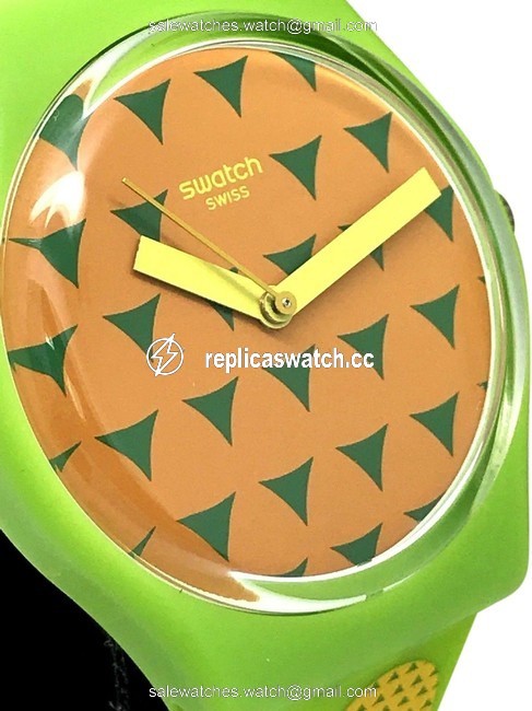 Swatch Ornge Yellow Green Pineapple Print Rubber Band Swiss Womens Watch Swatch Ornge Yellow Green Pineapple Print Rubber Band Swiss Womens Watch
