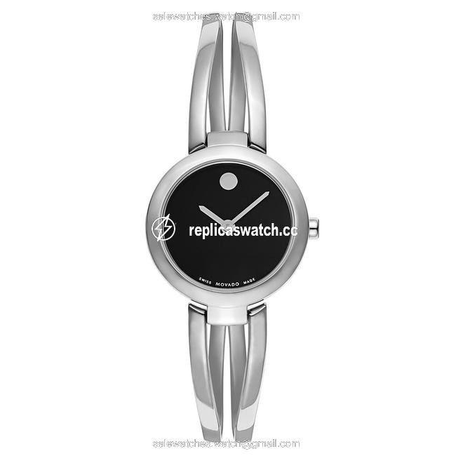 Movado Black Silver Stainless Dial Amorosa Bangle 0607131 Watch Movado Black Silver Stainless Dial Amorosa Bangle 0607131 Watch