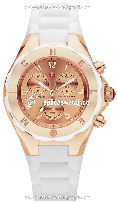 Michele White Rose Gold Jelly Tahitian Silicone Stainless Steel Chronograph Mww12f000030 Watch Michele White Rose Gold Jelly Tahitian Silicone Stainless Steel Chronograph Mww12f000030 Watch