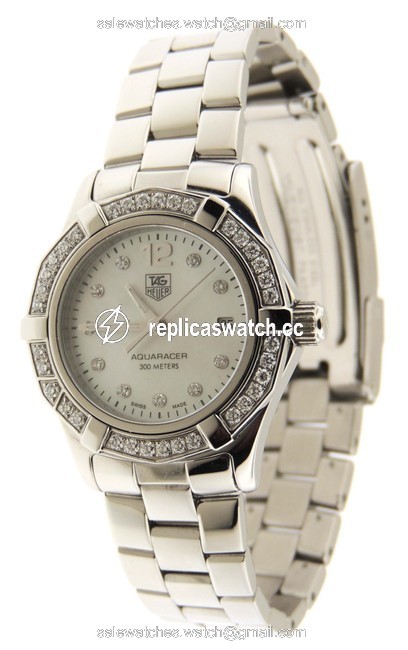 TAG Heuer Silver Diamond Aquaracer Watch TAG Heuer Silver Diamond Aquaracer Watch