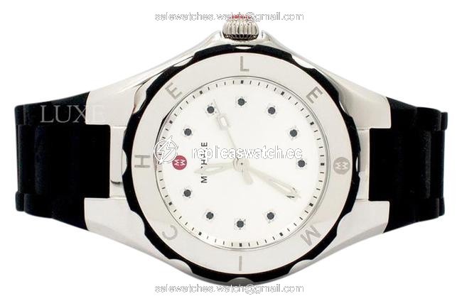 Michele Black/Silver Jelly Petite Tahitian Bean Topaz Tone Watch Michele Black/Silver Jelly Petite Tahitian Bean Topaz Tone Watch