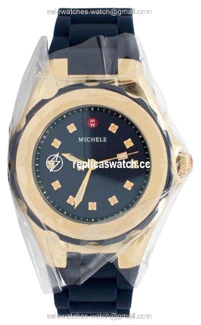 Michele Navy/Gold Jelly Petite Tahitian Bean Tone Watch Michele Navy/Gold Jelly Petite Tahitian Bean Tone Watch