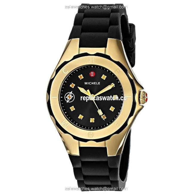 Michele Black Gold Jelly Tahitian Petite Bean Watch Michele Black Gold Jelly Tahitian Petite Bean Watch