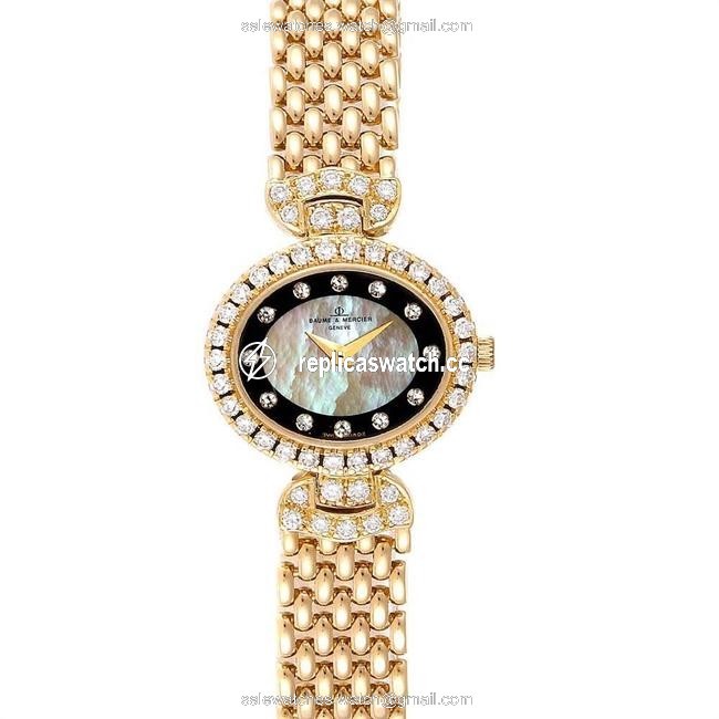 Baume & Mercier Mop Diamonds 18k Yellow Gold 18523 Womens Wristwatch 22x19.5mm Watch Baume & Mercier Mop Diamonds 18k Yellow Gold 18523 Womens Wristwatch 22x19.5mm Watch