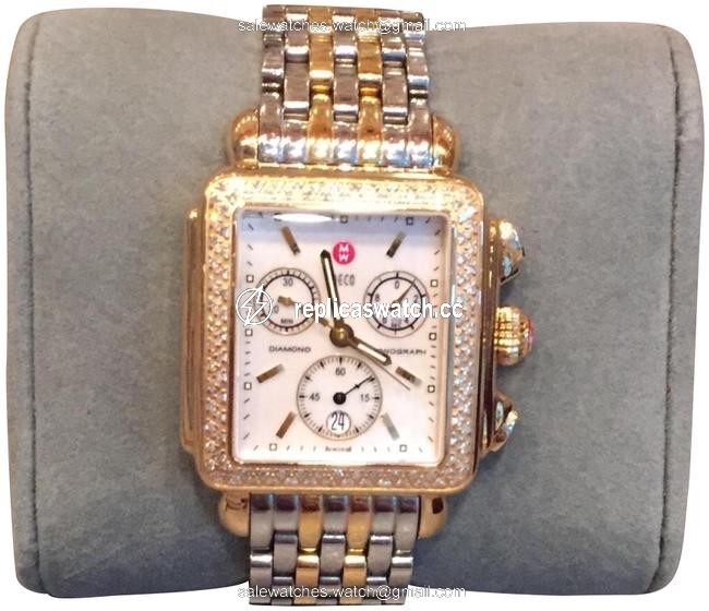 Michele Deco Two-tone Gold and Silver Diamond Diamond Dial Bracelet Watch Michele Deco Two-tone Gold and Silver Diamond Diamond Dial Bracelet Watch