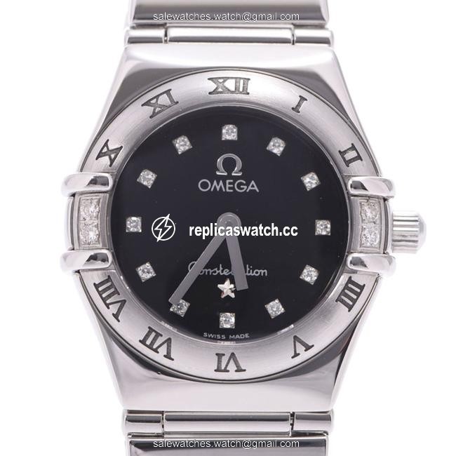 Omega Black Diamonds Stainless Steel Constellation Mini 1566.56 Womens Wristwatch 22.5 Mm Watch Omega Black Diamonds Stainless Steel Constellation Mini 1566.56 Womens Wristwatch 22.5 Mm Watch
