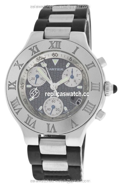 Cartier Mens Unisex Must 21 Chronoscaph Ref. 2424 Chronograph Date Quartz Watch Cartier Mens Unisex Must 21 Chronoscaph Ref. 2424 Chronograph Date Quartz Watch