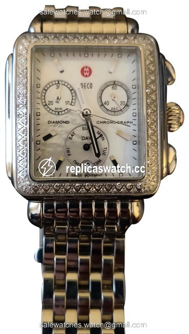Michele Silver Deco Diamond Stainless Steel Watch Michele Silver Deco Diamond Stainless Steel Watch