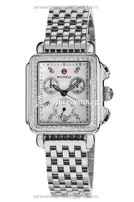 Michele Stainless Steel New Deco Signature Mop Diamond Dial Mww06p000099 Ladies Watch Michele Stainless Steel New Deco Signature Mop Diamond Dial Mww06p000099 Ladies Watch