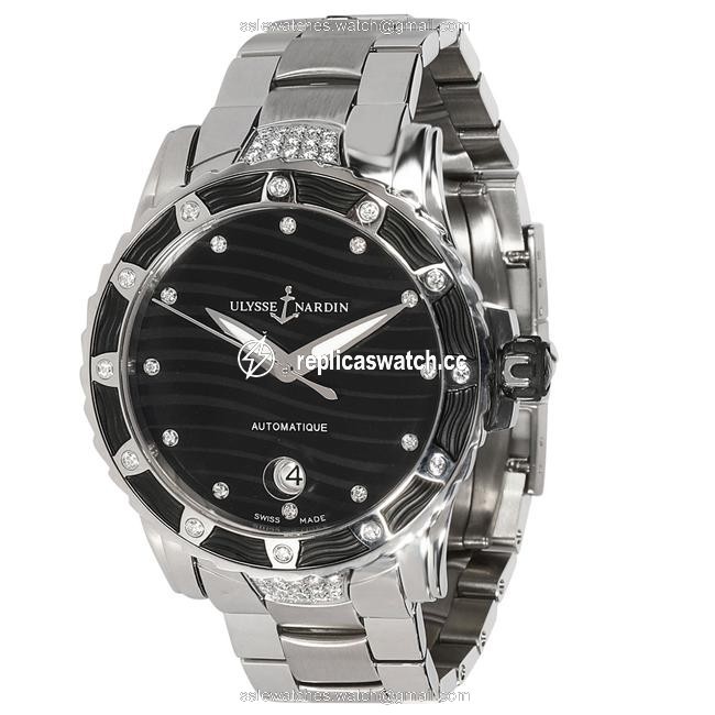 Ulysse Nardin Black Diamonds Stainless Steel Lady Diver 8153-180e-7c/12 Womens Wristwatch 40 Mm Watch Ulysse Nardin Black Diamonds Stainless Steel Lady Diver 8153-180e-7c/12 Womens Wristwatch 40 Mm Watch