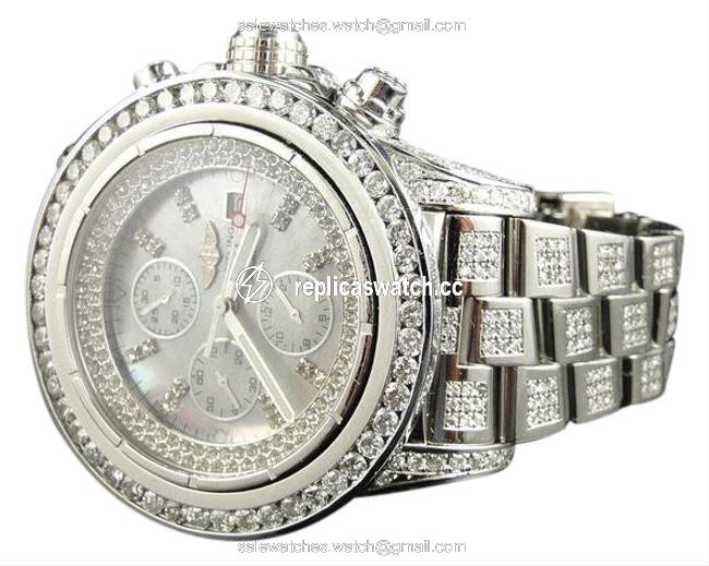 Breitling Stainless Steel XL Custom Super Avenger Aeromarine 52 Mm Genuine Diamond 22 Ct Watch Breitling Stainless Steel XL Custom Super Avenger Aeromarine 52 Mm Genuine Diamond 22 Ct Watch