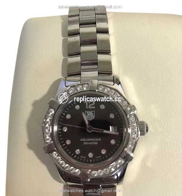 TAG Heuer Silver Aquaracer Diamond Ladies Black Dial Stainles Wristwatch Watch TAG Heuer Silver Aquaracer Diamond Ladies Black Dial Stainles Wristwatch Watch