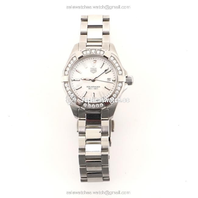 TAG Heuer Aquaracer 300m Quartz Stainless Steel with Diamond Bezel and Mot Watch TAG Heuer Aquaracer 300m Quartz Stainless Steel with Diamond Bezel and Mot Watch