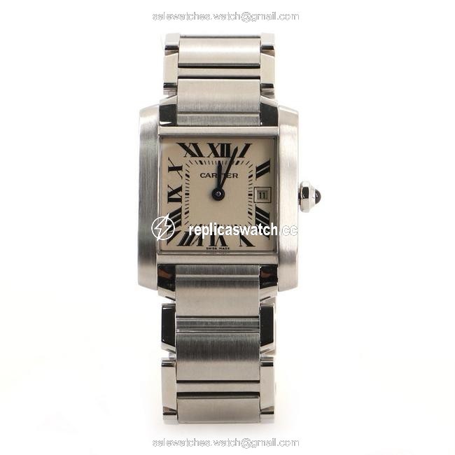 Cartier Tank Francaise Quartz Stainless Steel and Alligator 25 Watch Cartier Tank Francaise Quartz Stainless Steel and Alligator 25 Watch
