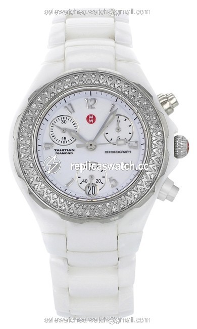 Michele White Tahitian Mww12a000001 Ceramic & Steel Quartz Ladies (8866) Watch Michele White Tahitian Mww12a000001 Ceramic & Steel Quartz Ladies (8866) Watch
