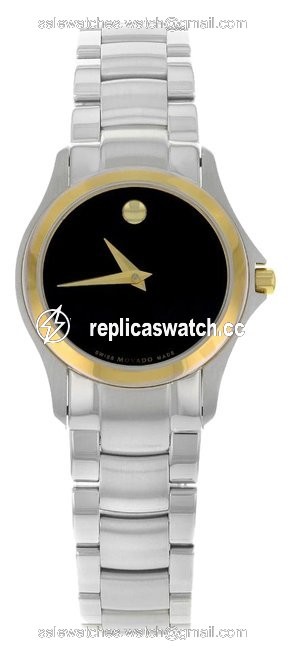 Movado Steel Military 0605872 with Polished Gold Bezel Quartz Ladies (8207) Watch Movado Steel Military 0605872 with Polished Gold Bezel Quartz Ladies (8207) Watch