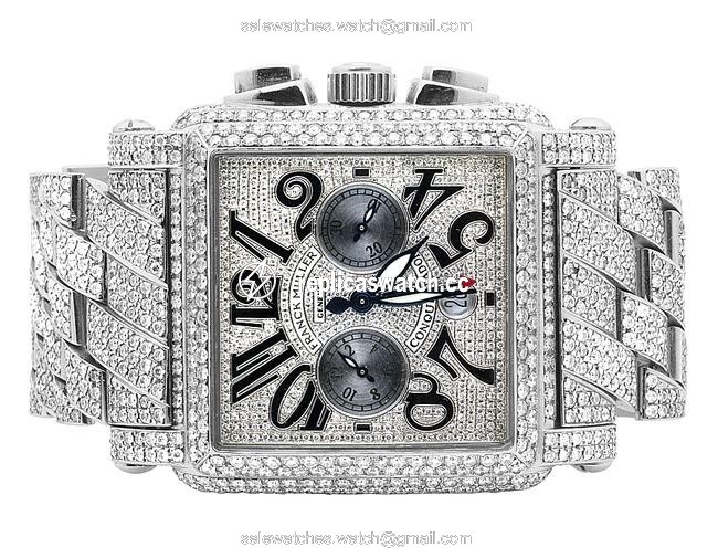 Franck Muller Stainless Steel Mens Conquistador Cortez Iced Out Diamond 31.50 Ct Watch Franck Muller Stainless Steel Mens Conquistador Cortez Iced Out Diamond 31.50 Ct Watch