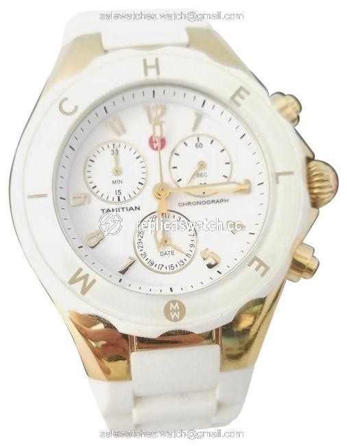 Michele White Jelly Band Chronograph Watch Michele White Jelly Band Chronograph Watch