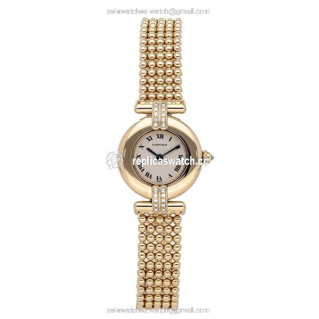 Cartier Silver 18k Yellow Gold Colisee Wb1019a8 Womens Wristwatch 23 Mm Watch Cartier Silver 18k Yellow Gold Colisee Wb1019a8 Womens Wristwatch 23 Mm Watch