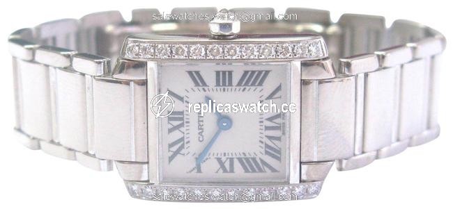 Cartier White Gold 18kt Tank Francaise Diamond Bezel Ladies 2403 Watch Cartier White Gold 18kt Tank Francaise Diamond Bezel Ladies 2403 Watch