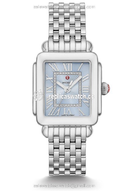 Michele Silver Deco Madison Mid Stainless Diamond Mww06g000029 Watch Michele Silver Deco Madison Mid Stainless Diamond Mww06g000029 Watch