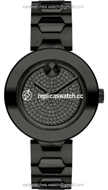 Movado Black Bold Stainless Steel Bracelet Crystal Dial Womens 3600576 Watch Movado Black Bold Stainless Steel Bracelet Crystal Dial Womens 3600576 Watch