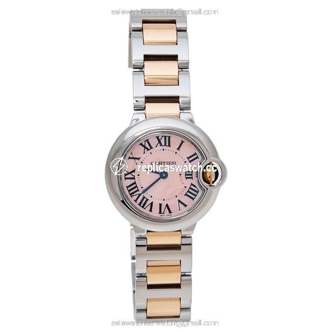 Cartier Mother Of Pearl 18k Rose Gold & Stainless Steel Ballon Bleu 3009 Womens Wristwatch 28 Mm Watch Cartier Mother Of Pearl 18k Rose Gold & Stainless Steel Ballon Bleu 3009 Womens Wristwatch 28 Mm Watch