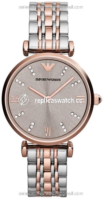 Emporio Armani Rose Gold/Silver Ladies Gianni T-bar Ar1840 Watch Emporio Armani Rose Gold/Silver Ladies Gianni T-bar Ar1840 Watch
