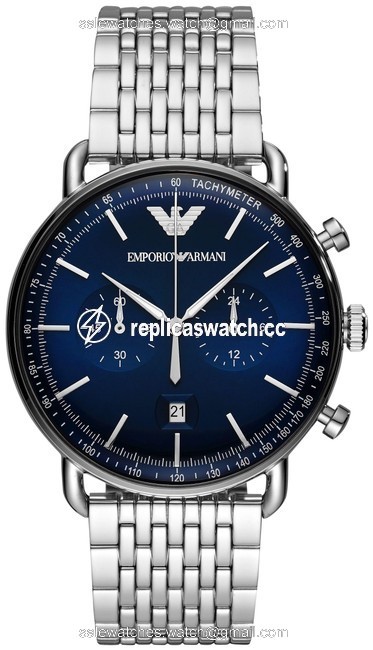 Emporio Armani Silver Aviator Chronograph Blue Dial Mens Ar11238 Watch Emporio Armani Silver Aviator Chronograph Blue Dial Mens Ar11238 Watch