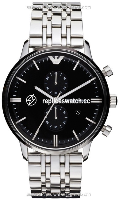 Emporio Armani Silver Stainless Steel Black Dial Ar0389 Watch Emporio Armani Silver Stainless Steel Black Dial Ar0389 Watch