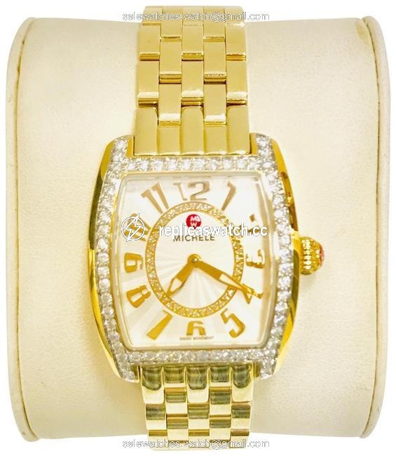 Michele Gold 1.2ct Mini Urban Stainless Steel Womens Watch Michele Gold 1.2ct Mini Urban Stainless Steel Womens Watch