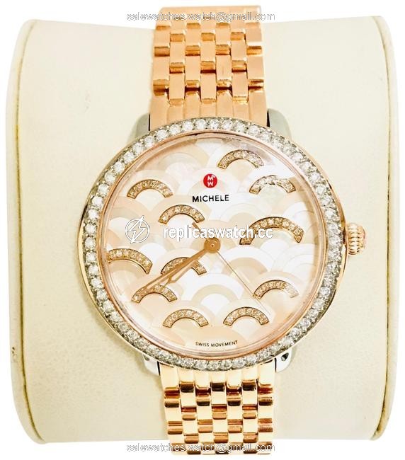 Michele 18k Rose Gold Plated 1.20ct Serein Mosaic Mw21b00l4978 Watch Michele 18k Rose Gold Plated 1.20ct Serein Mosaic Mw21b00l4978 Watch