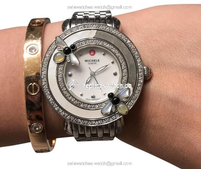 Michele Silver Colette Bumble Bee Watch Michele Silver Colette Bumble Bee Watch