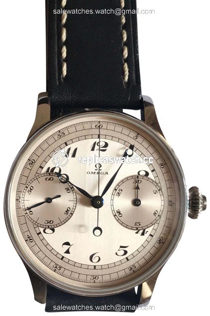 Omega Silver High Grade Vintage Chronograph Pocket To Wristwatch Conversion Watch Omega Silver High Grade Vintage Chronograph Pocket To Wristwatch Conversion Watch