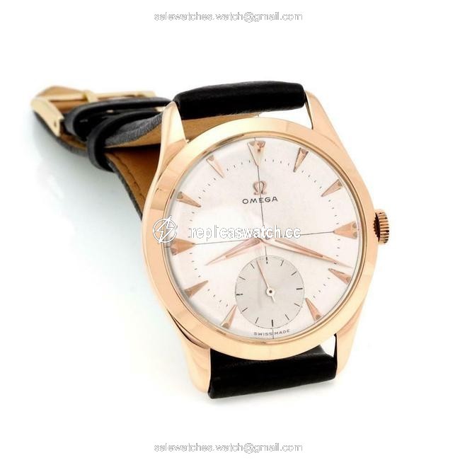 Omega 64413 Vintage 18k Rose Gold Hand Wind Mens Wrist Leather Band Watch Omega 64413 Vintage 18k Rose Gold Hand Wind Mens Wrist Leather Band Watch