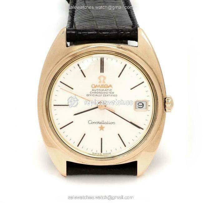 Omega 64174 Constellation 18k Rose Gold Date Mens Leather Band Watch Omega 64174 Constellation 18k Rose Gold Date Mens Leather Band Watch
