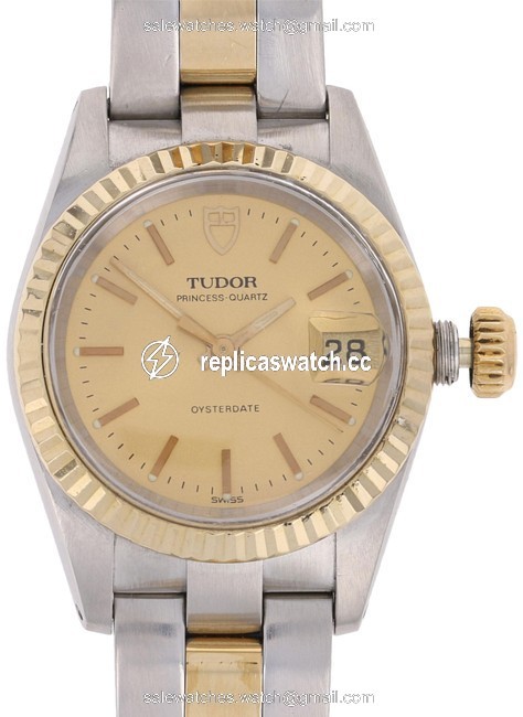 Tudor 18k Gold Plated Princess Oysterdate Ladies Stainless E2159 Watch Tudor 18k Gold Plated Princess Oysterdate Ladies Stainless E2159 Watch