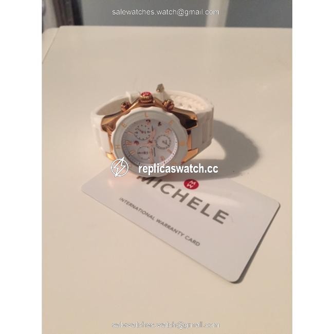 Michele White/Rose Gold Sport Watch Michele White/Rose Gold Sport Watch