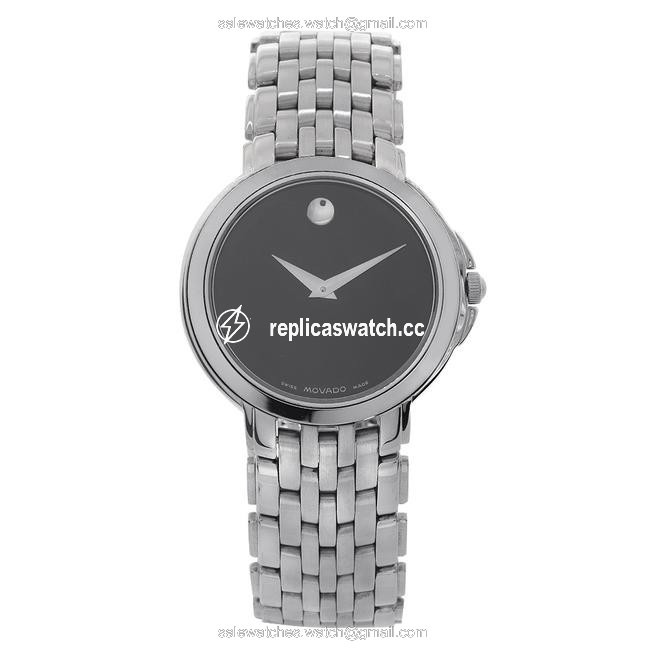 Movado Stainless Steel Black Museum 84-e4-9882 Dial Band Watch Movado Stainless Steel Black Museum 84-e4-9882 Dial Band Watch