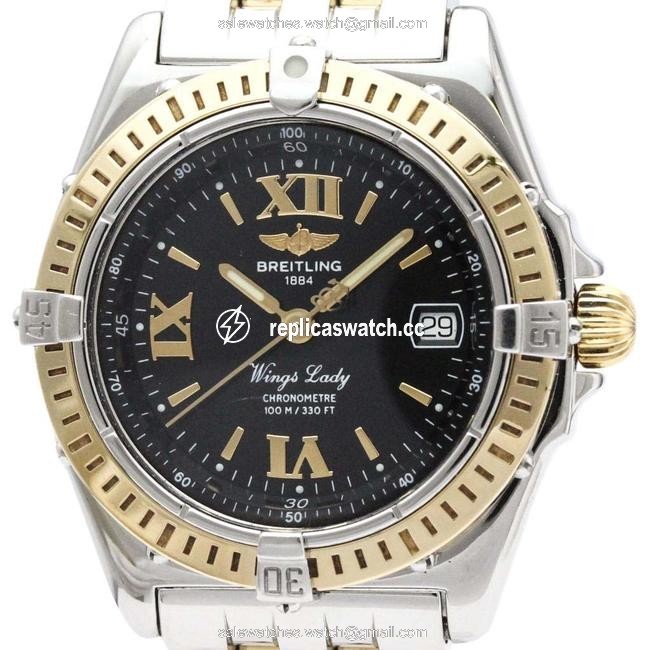 Breitling Wings Quartz Stainless Steel Yellow Gold (18k) Womens Sports D67350 Watch Breitling Wings Quartz Stainless Steel Yellow Gold (18k) Womens Sports D67350 Watch