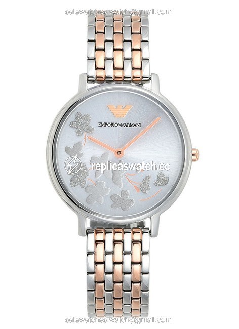 Emporio Armani Silver and Rose Gold Tone Sunray 31mm Dial Watch Emporio Armani Silver and Rose Gold Tone Sunray 31mm Dial Watch
