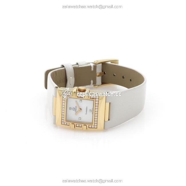Omega Ladies Constellation 18k Yellow Gold Diamond Bezel Leather Band Watch Omega Ladies Constellation 18k Yellow Gold Diamond Bezel Leather Band Watch