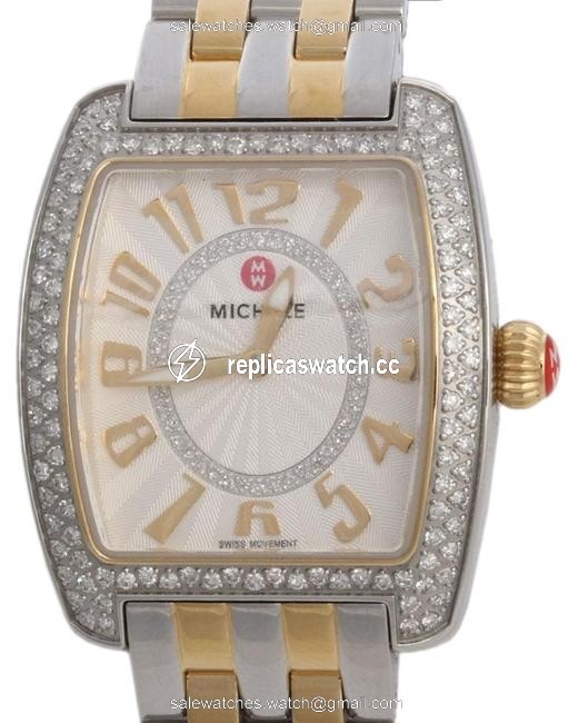 Michele Gold Tone & Stainless Steel Two Tone Diamond Urban Watch Michele Gold Tone & Stainless Steel Two Tone Diamond Urban Watch
