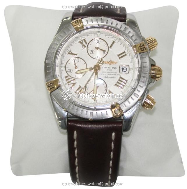 Breitling Gold Roman Chronomat Evolution B13356 Chronograph 18k Steel Mens Watch Breitling Gold Roman Chronomat Evolution B13356 Chronograph 18k Steel Mens Watch