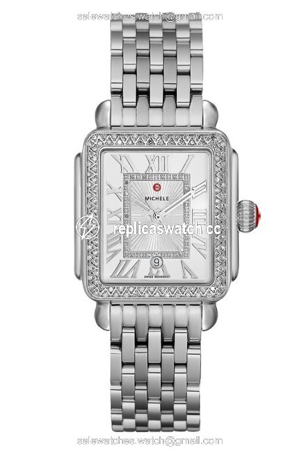 Michele Silver Deco Madison Mid Diamond Mww06g000001 Watch Michele Silver Deco Madison Mid Diamond Mww06g000001 Watch