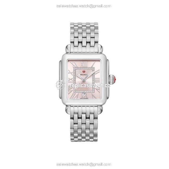 Michele Silver Deco Stainless Madison Pink Blush Diamond Mww06t000172 Watch Michele Silver Deco Stainless Madison Pink Blush Diamond Mww06t000172 Watch