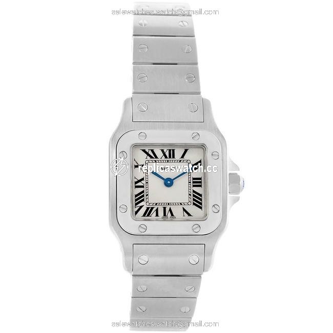 Cartier Silver Stainless Steel Santos Galbee Small W20056d6 Womens Wristwatch 24mm Watch Cartier Silver Stainless Steel Santos Galbee Small W20056d6 Womens Wristwatch 24mm Watch