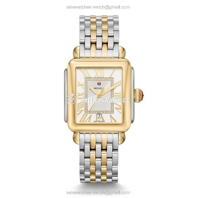 Michele Two Tone Deco Madison 18k Gold Diamond Mww06t000147 Watch Michele Two Tone Deco Madison 18k Gold Diamond Mww06t000147 Watch